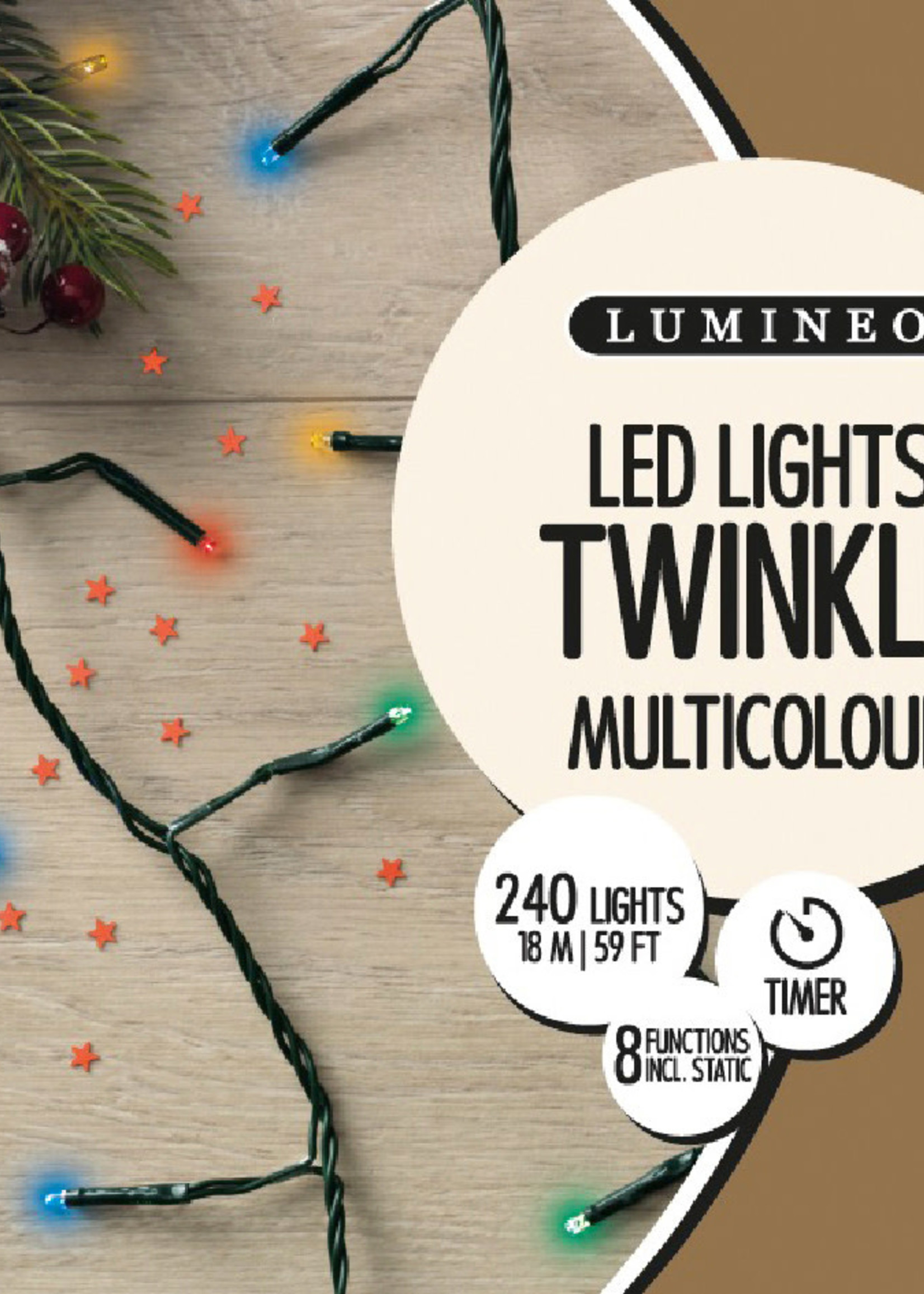 Lumineo Multi Colour 240 LED Twinkle Lights Indoor/Outdoor