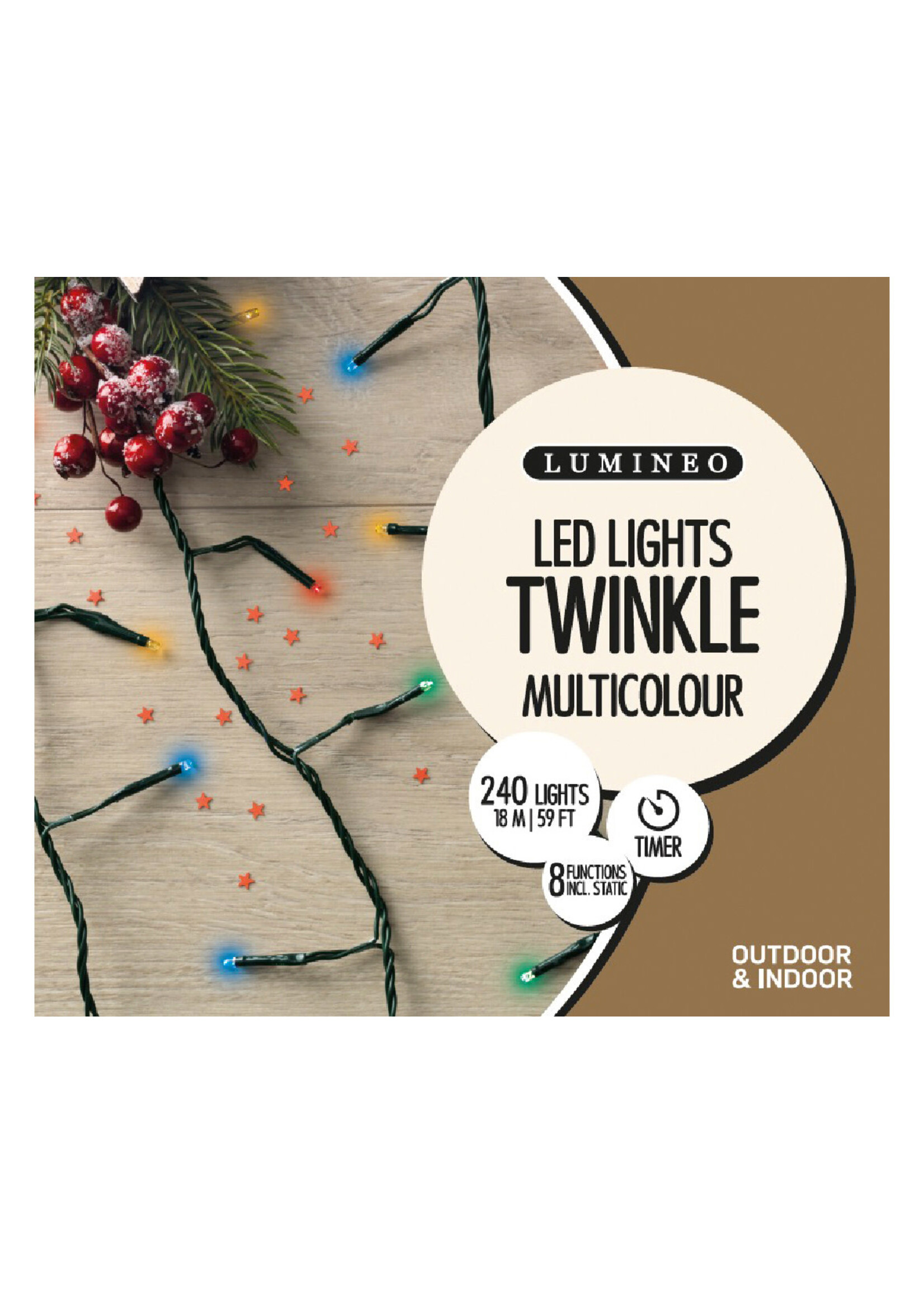 Lumineo Multi Colour 240 LED Twinkle Lights Indoor/Outdoor