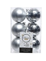 Shatterproof Plain Baubles Pack 12 Silver Colour