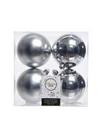 Plain Shatterproof Baubles  Shiny and matt mix Silver coloured (4  Pack)
