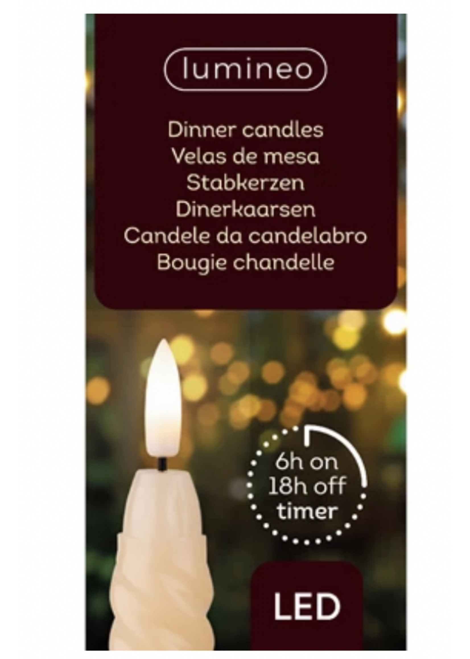 Lumineo Swirl LED Dinner Candle Ivory - Pack of 2 With Timer