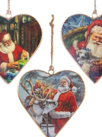 Sass & Belle Vintage Style Hanging Santa Hearts 10cm  - Price is for one.