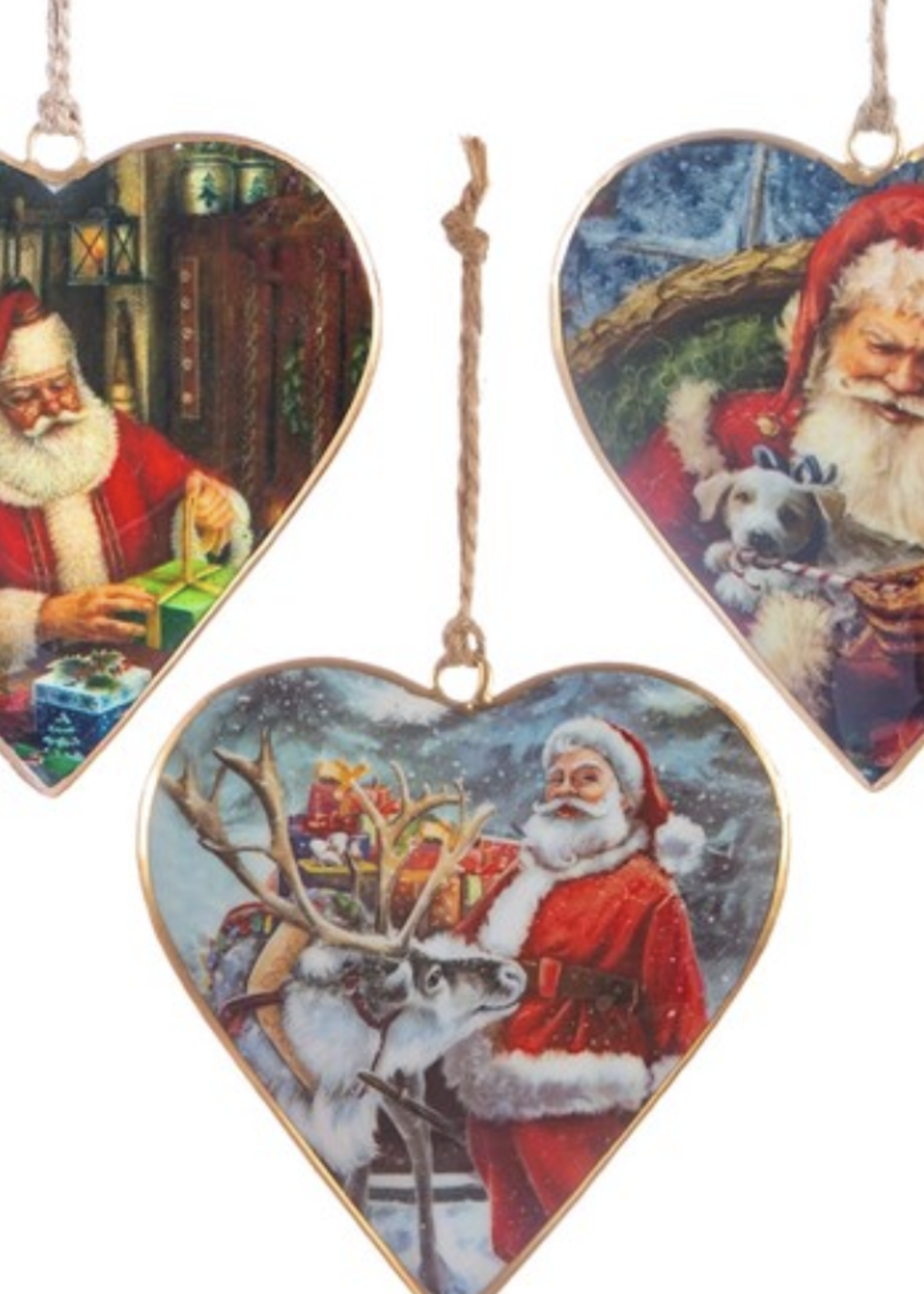 Sass & Belle Vintage Style Hanging Santa Hearts 10cm  - Price is for one.