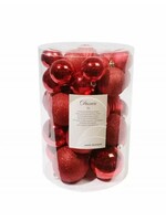 Decoris Red Shatterproof Mixed Baubles Pack 34