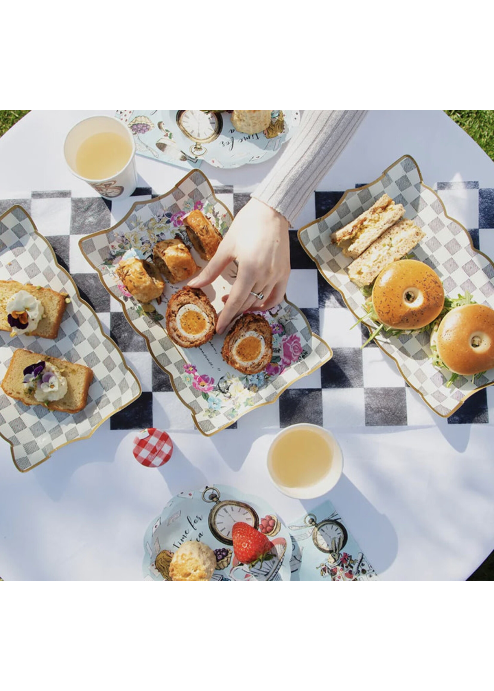 Talking Tables Checked Table Runner black and white 200cm x 30cm