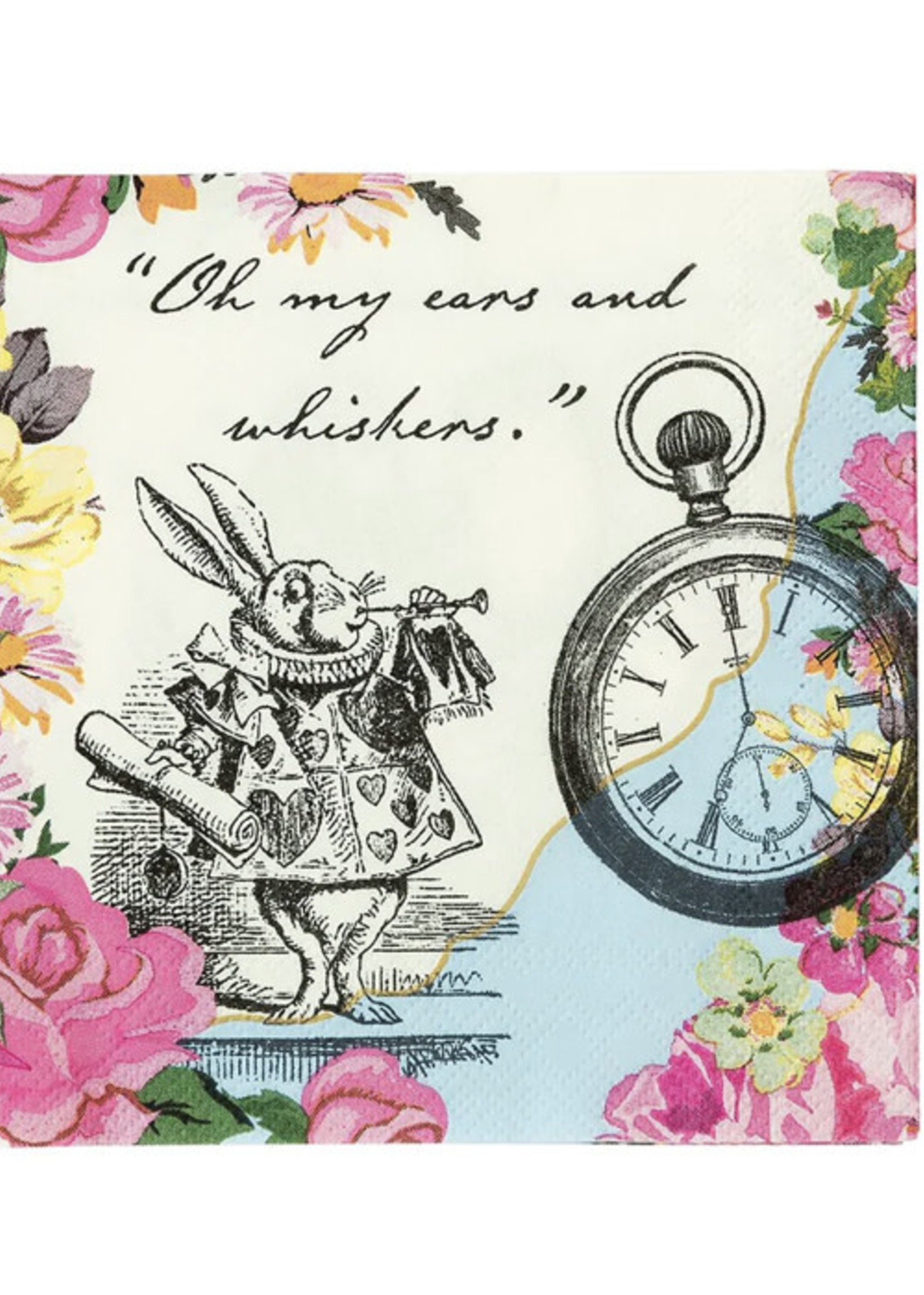 Talking Tables Alice in Wonderland Rabbit Floral Paper Napkins  pack of 20