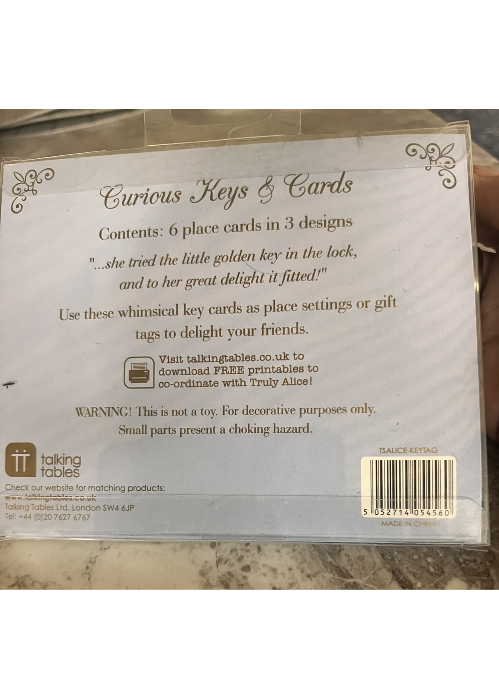 Talking Tables Talking Tables Alice In Wonderland Party Supplies Place Cards With Keys 6 Pieces