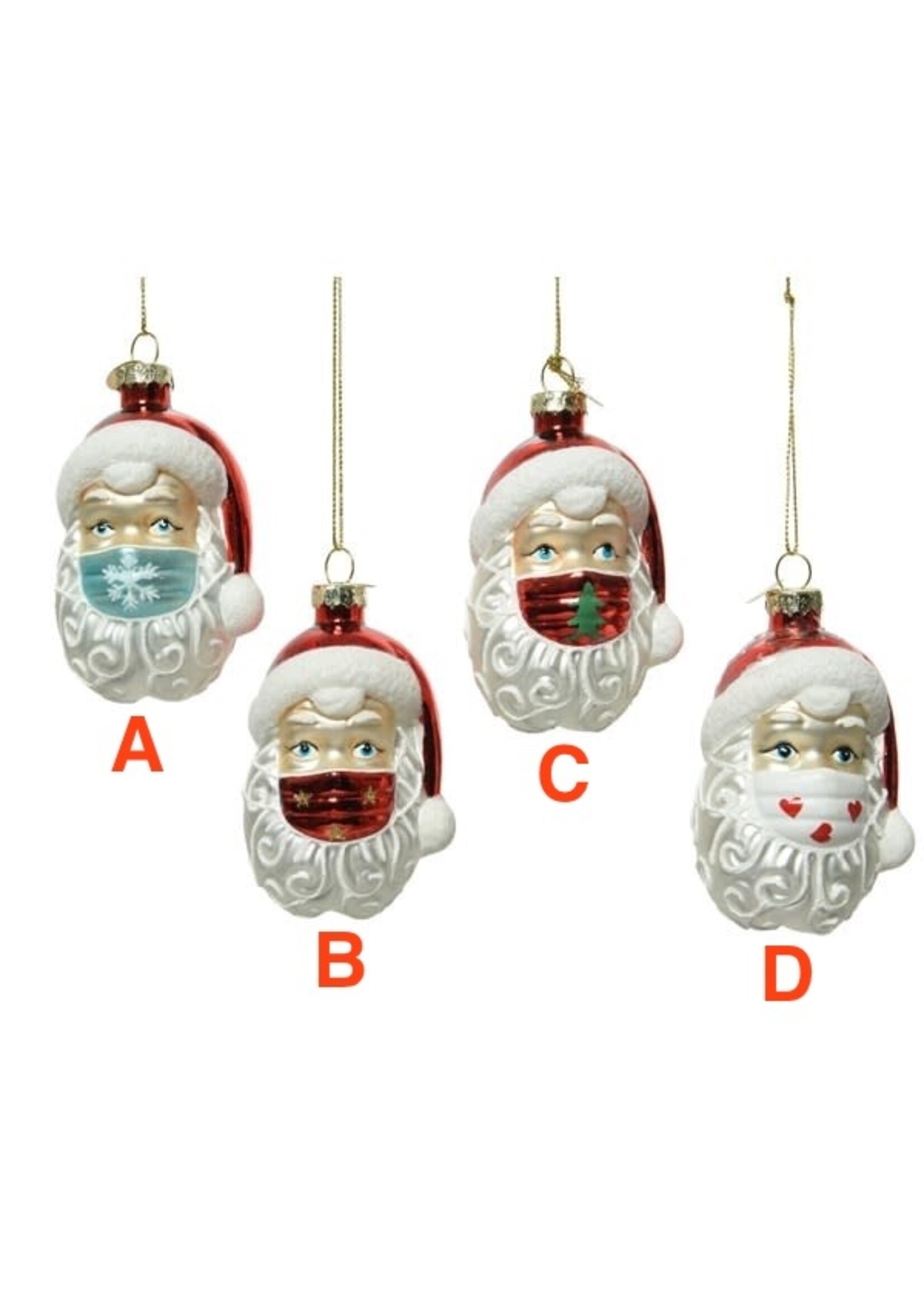 Decoris Bauble Santa Wearing Mask 4 Assorted designs price each