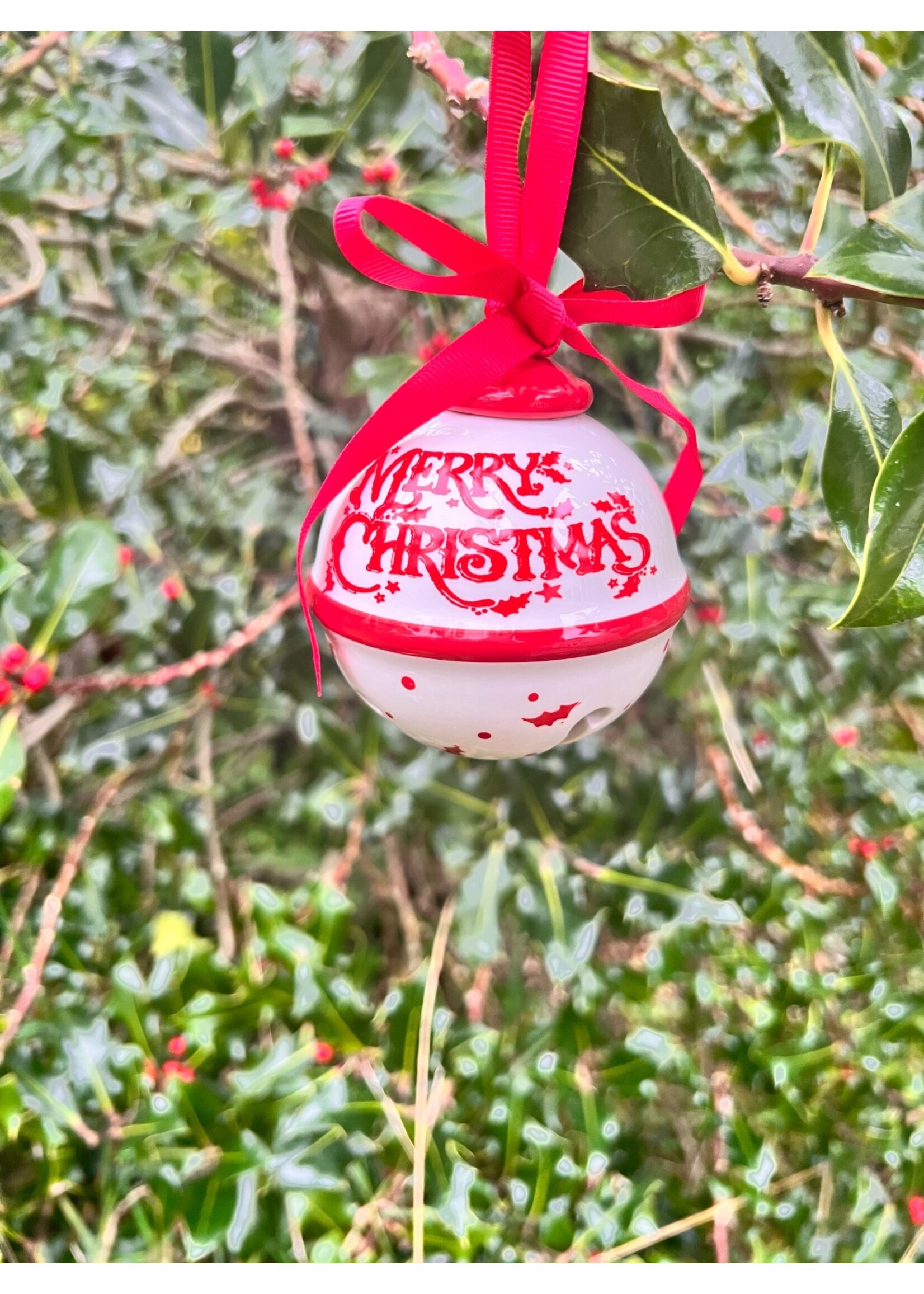 Premier Merry Christmas Ceramic Sleigh Bell 8cm - with bell