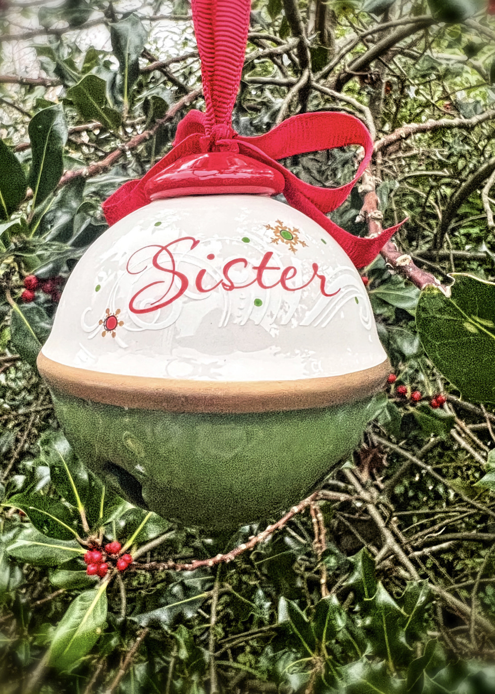 Premier Sister Christmas Ceramic Bell Ornament 8cm