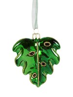 Sass & Belle Green Glittery Leaf Bauble