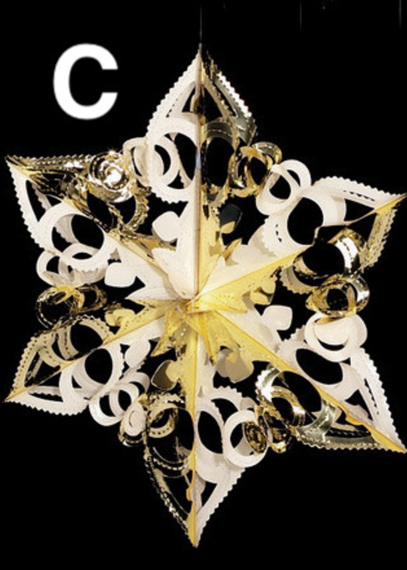 Premier Retro Christmas Foil Decoration - Gold & Cream 40 cm