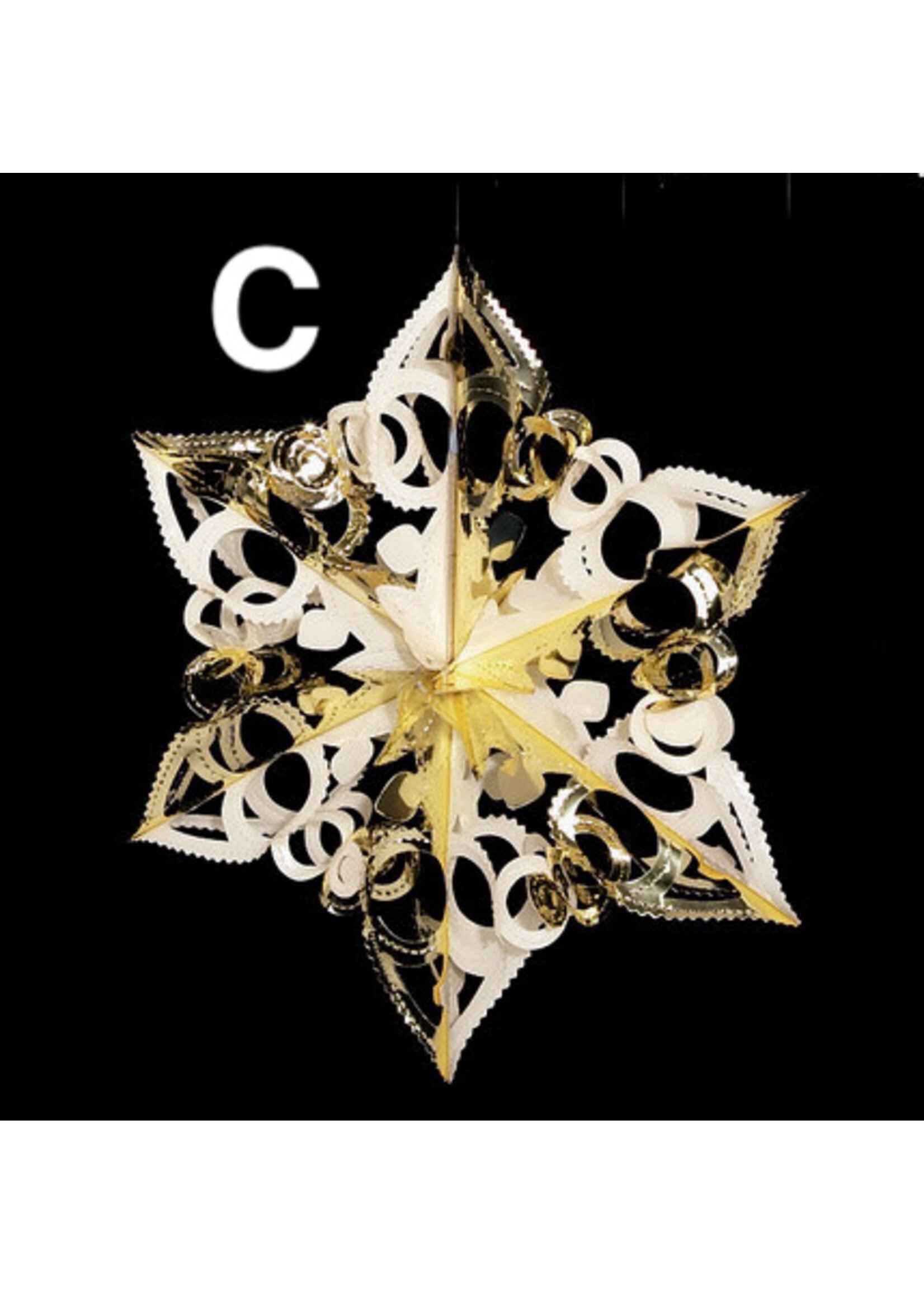 Premier Retro Christmas Foil Decoration - Gold & Cream 40 cm