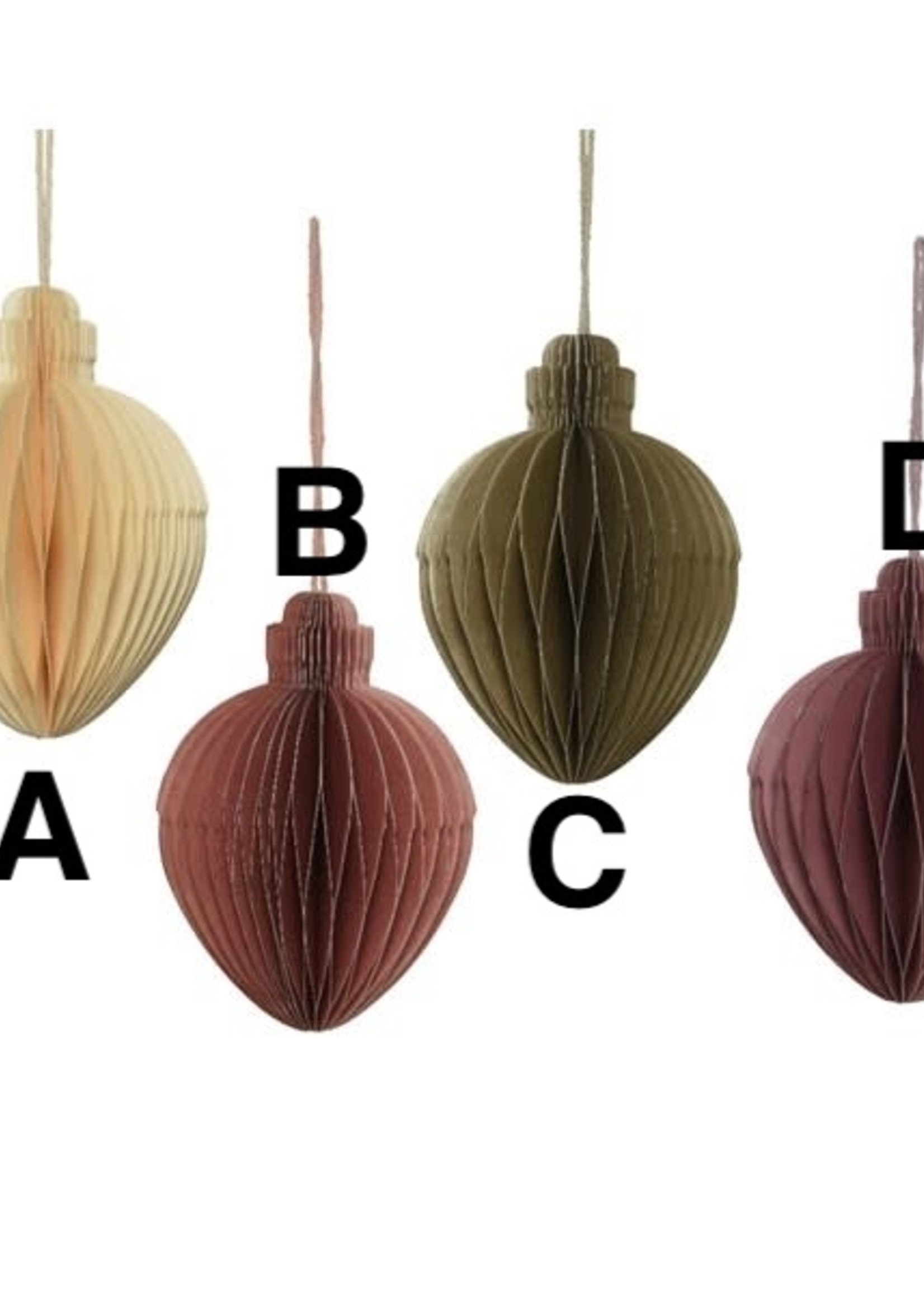 Decoris Paper Cone Hanging Baubles choice of 4 Assorted colours