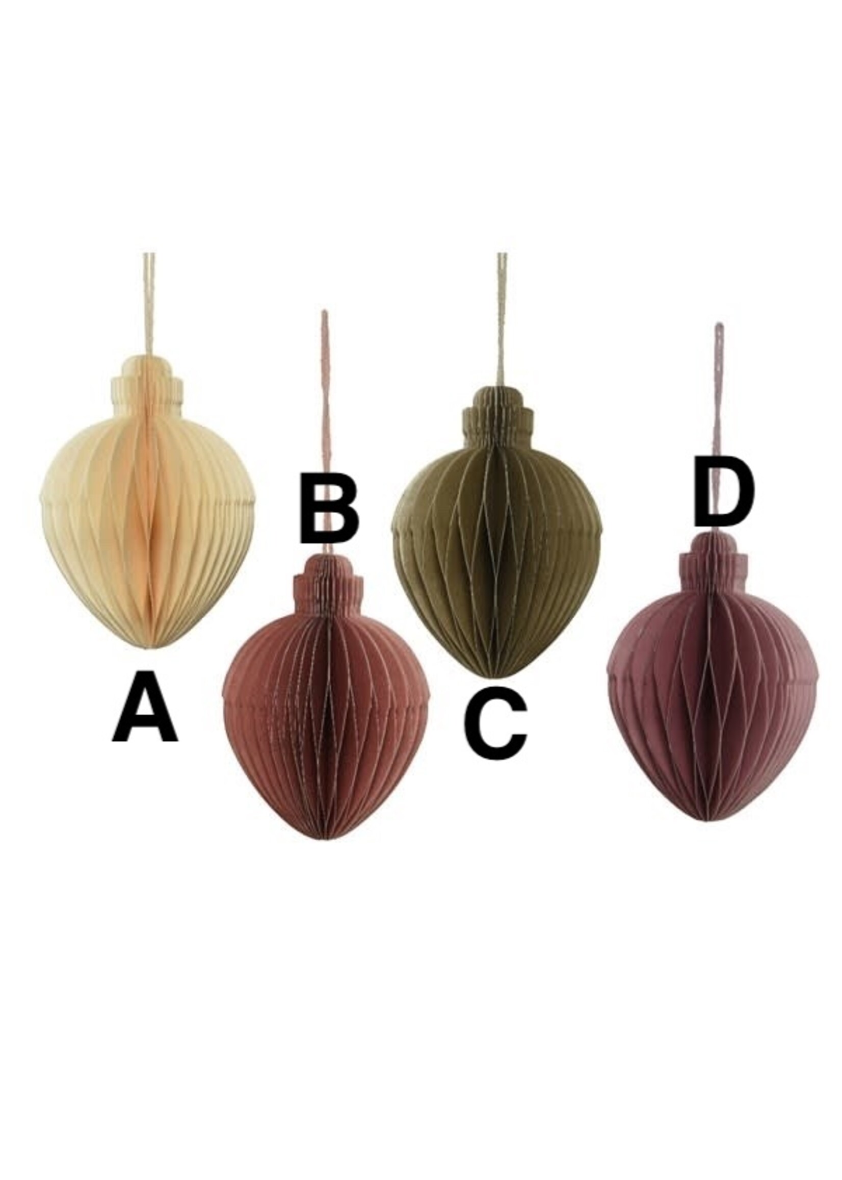 Decoris Paper Cone Hanging Baubles choice of 4 Assorted colours