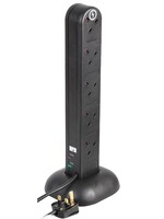 Pro-Elec Pro-Elec Extension Tower Black 10 Gang (L)2m 13A