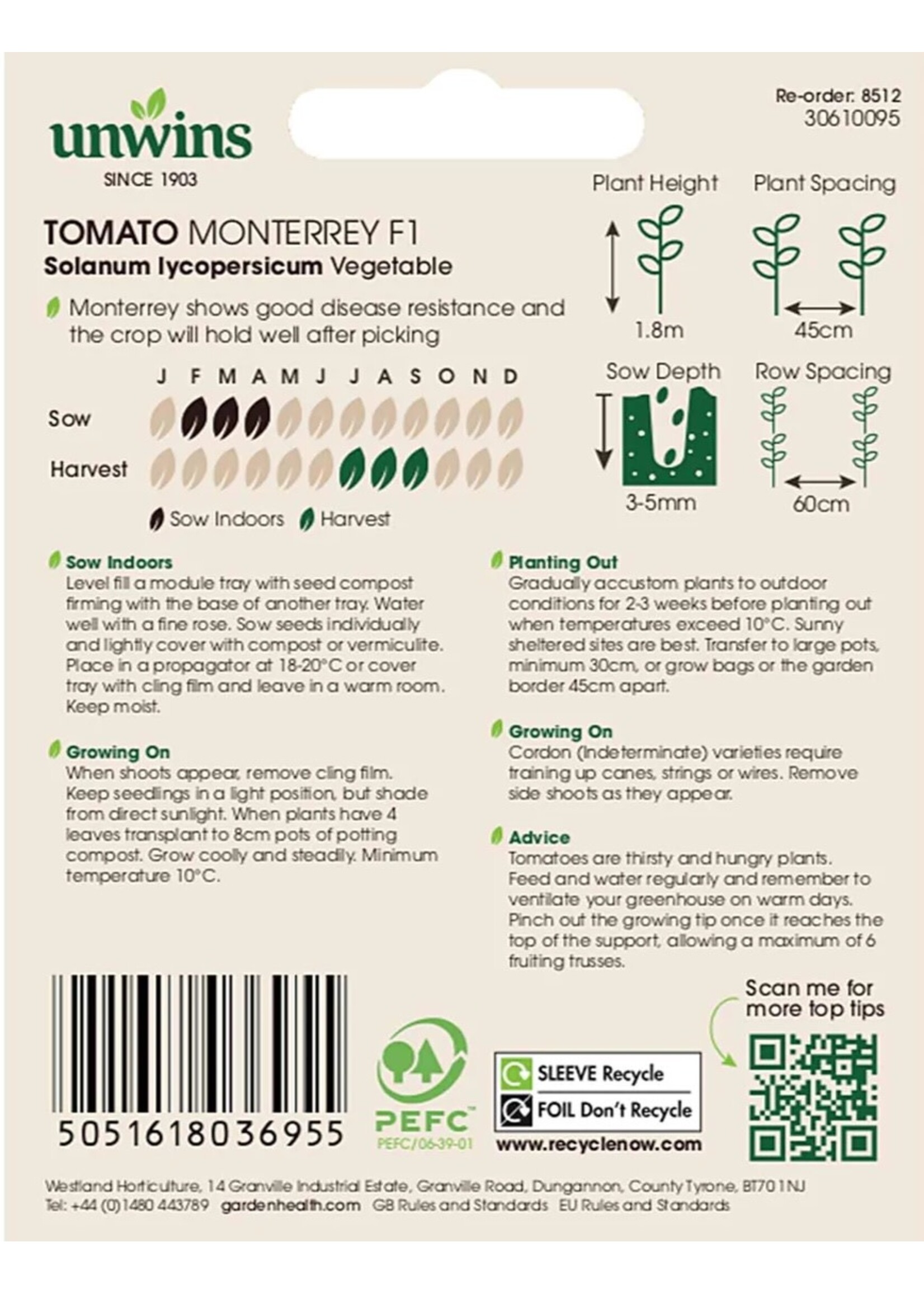 Unwins Tomato - Monterrey F1 (Organic)