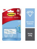 3M - Command Command Clear Hooks Small. 2 Hooks, 4 Medium Strips