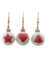 Kaemingk Large Glass Bauble with Wood Cap 10 cm Assorted designs - star or heart or tree