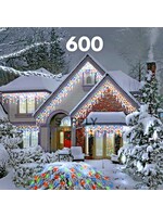 Snowtime Icicle LED Lights With Timer Indoor/Outdoor 600 Multi Colour