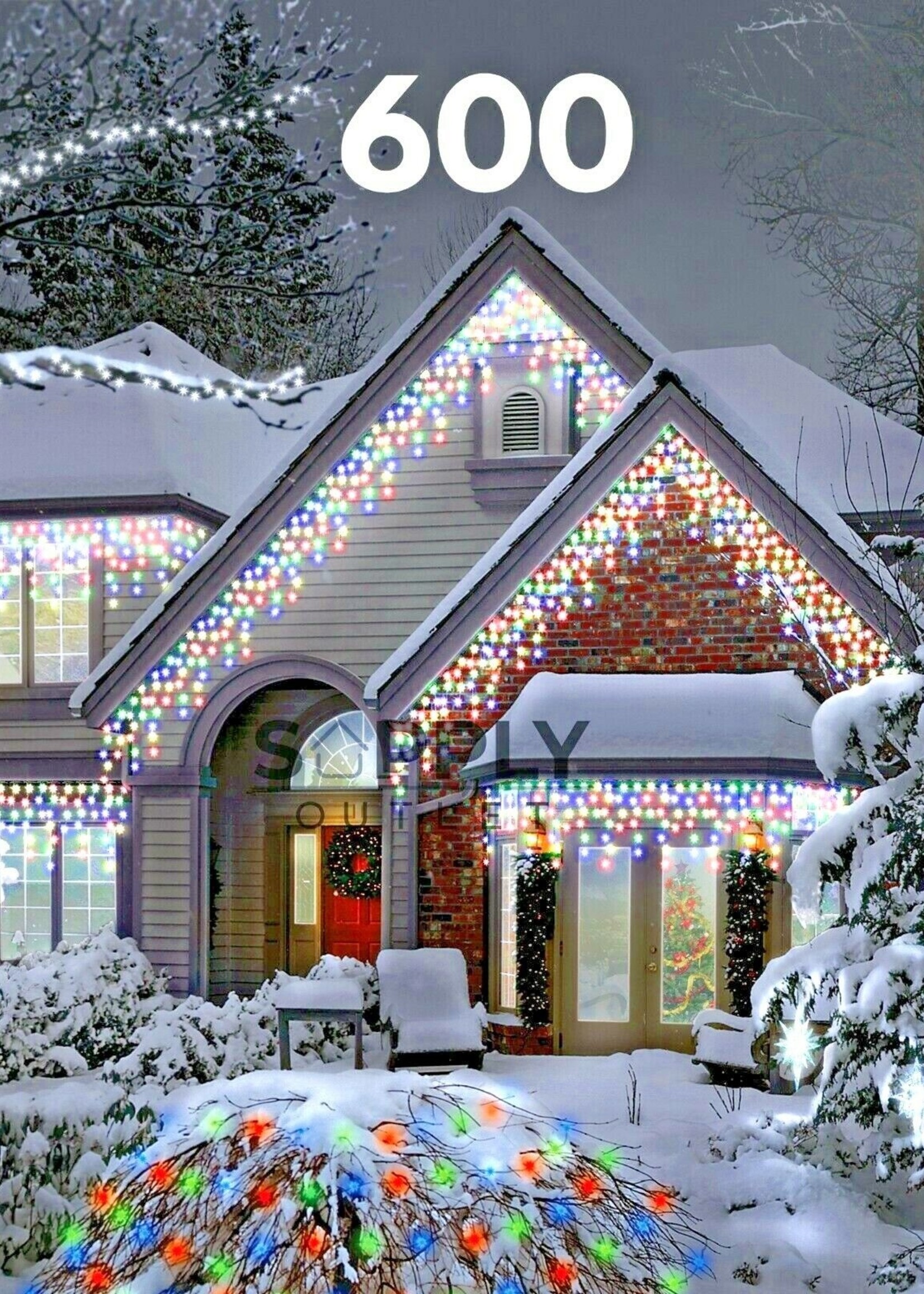 Snowtime Icicle LED Lights With Timer Indoor/Outdoor 600 Multi Colour