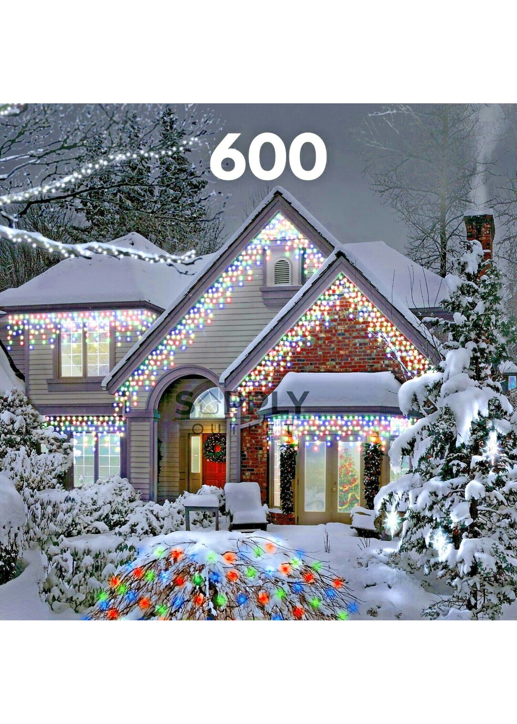 Snowtime Icicle LED Lights With Timer Indoor/Outdoor 600 Multi Colour