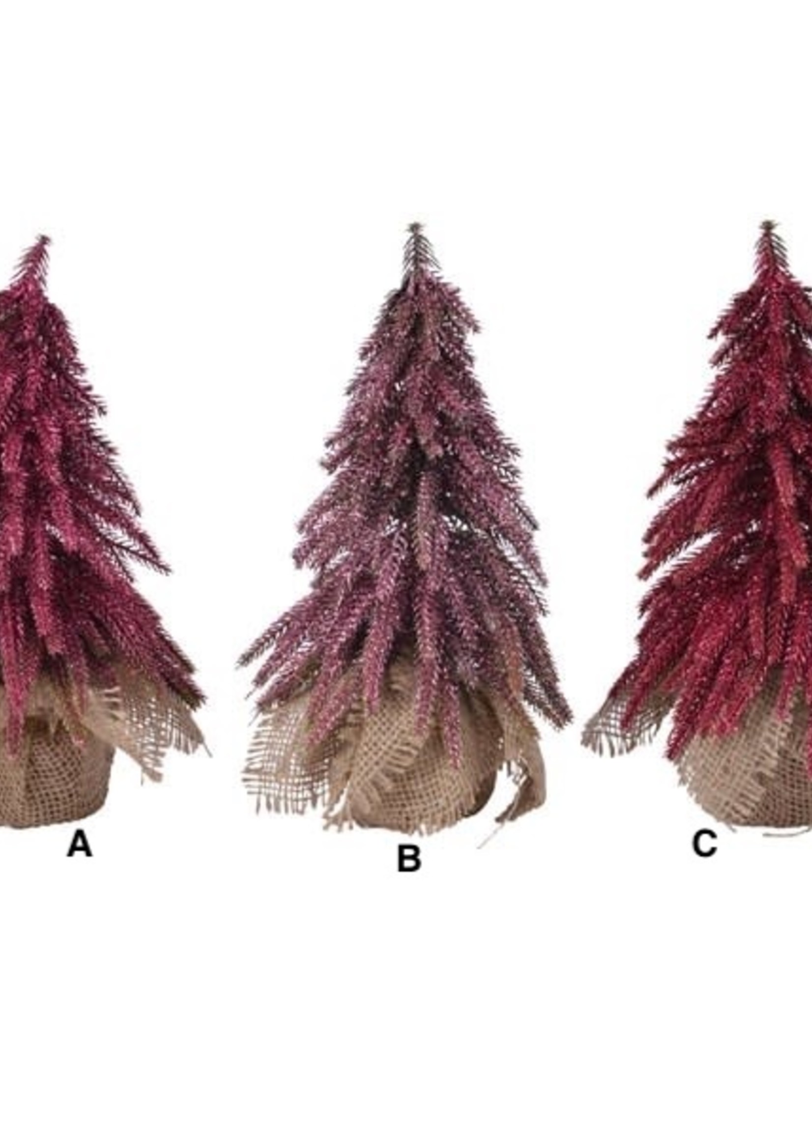 Decoris Mini Pink Glitter Trees 3Ass