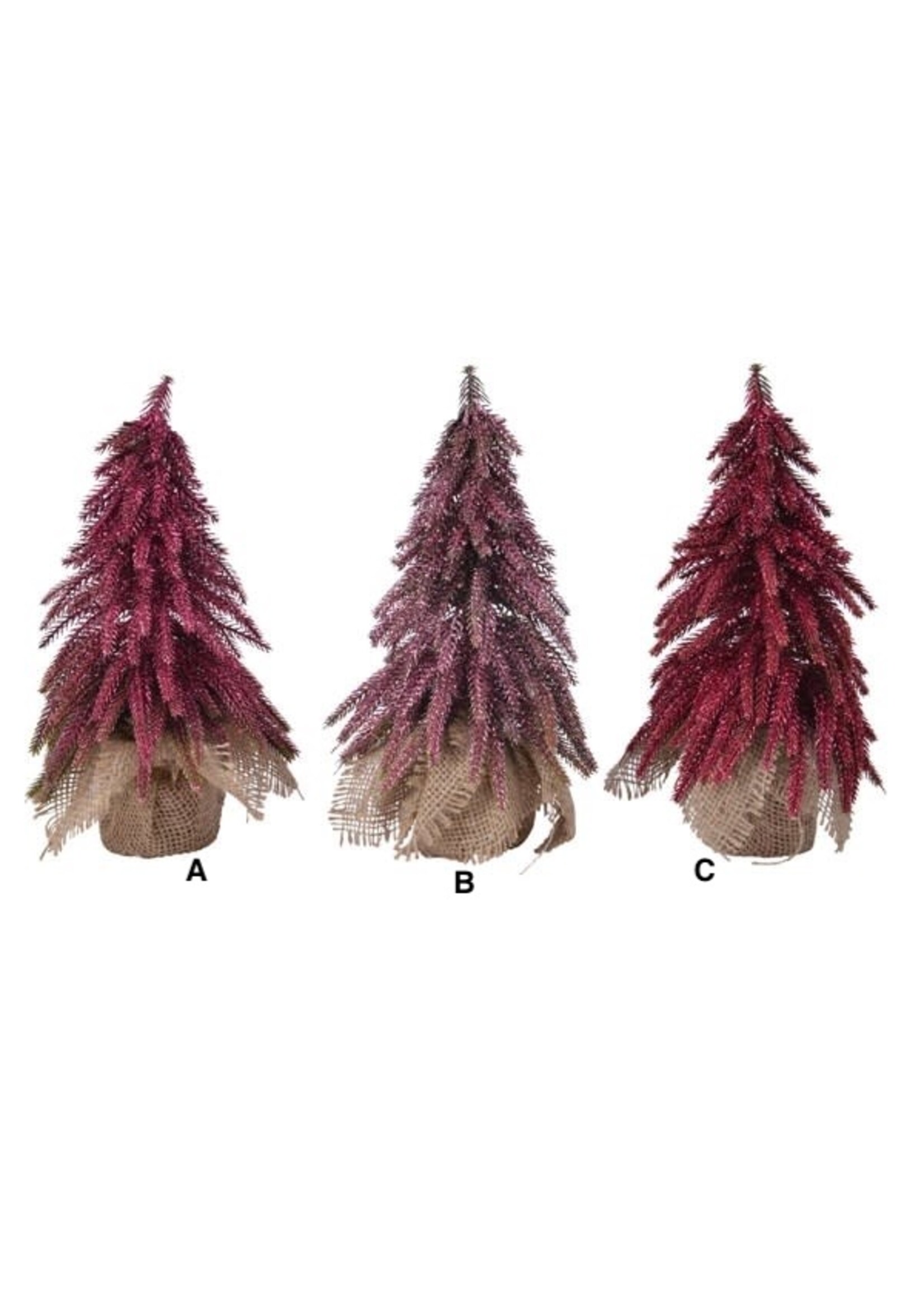 Decoris Mini Pink Glitter Trees 3Ass