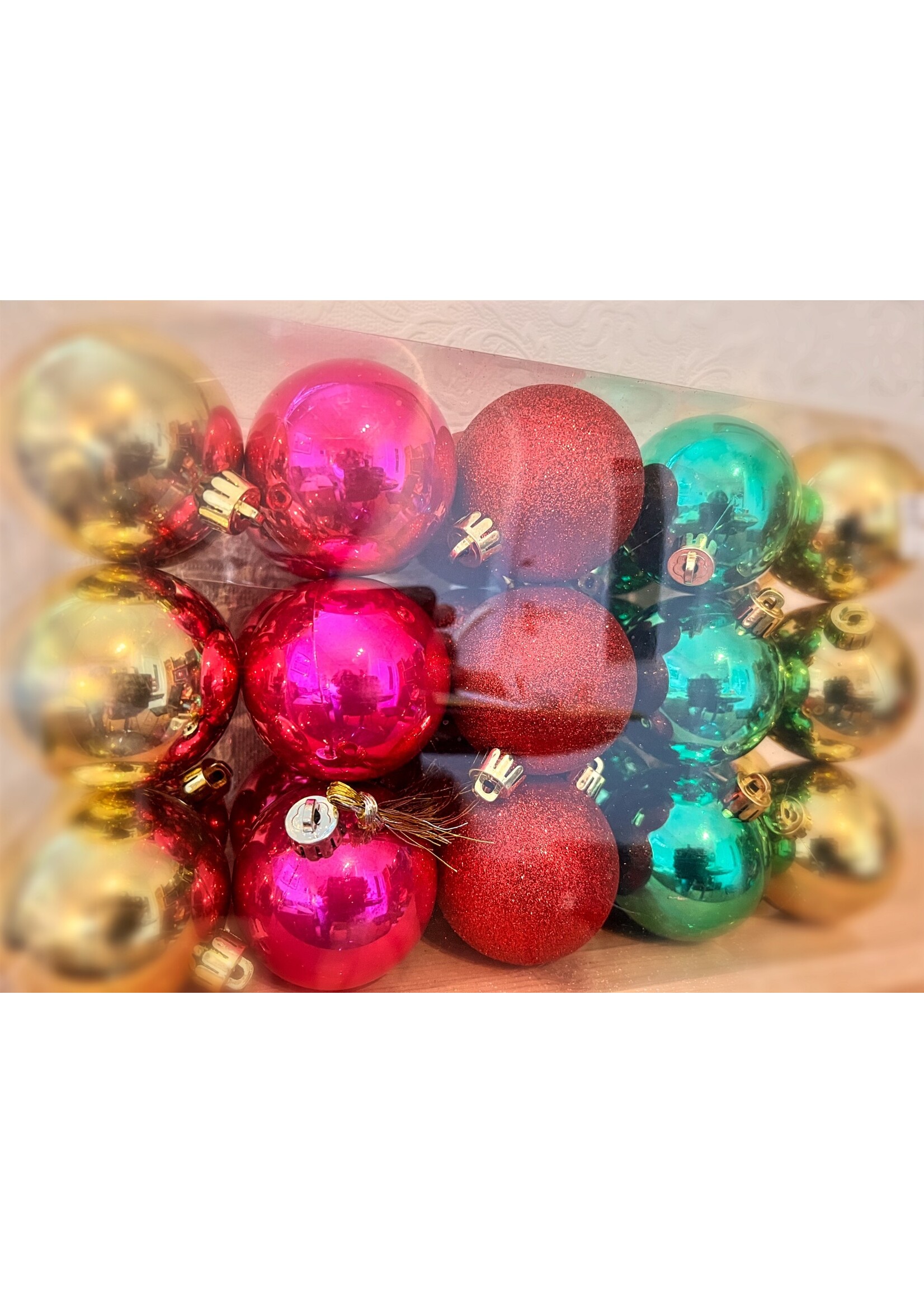 Decoris Bright Colours Shatterproof Hanging Decorations - set of 30 Round Baubles 60mm approx