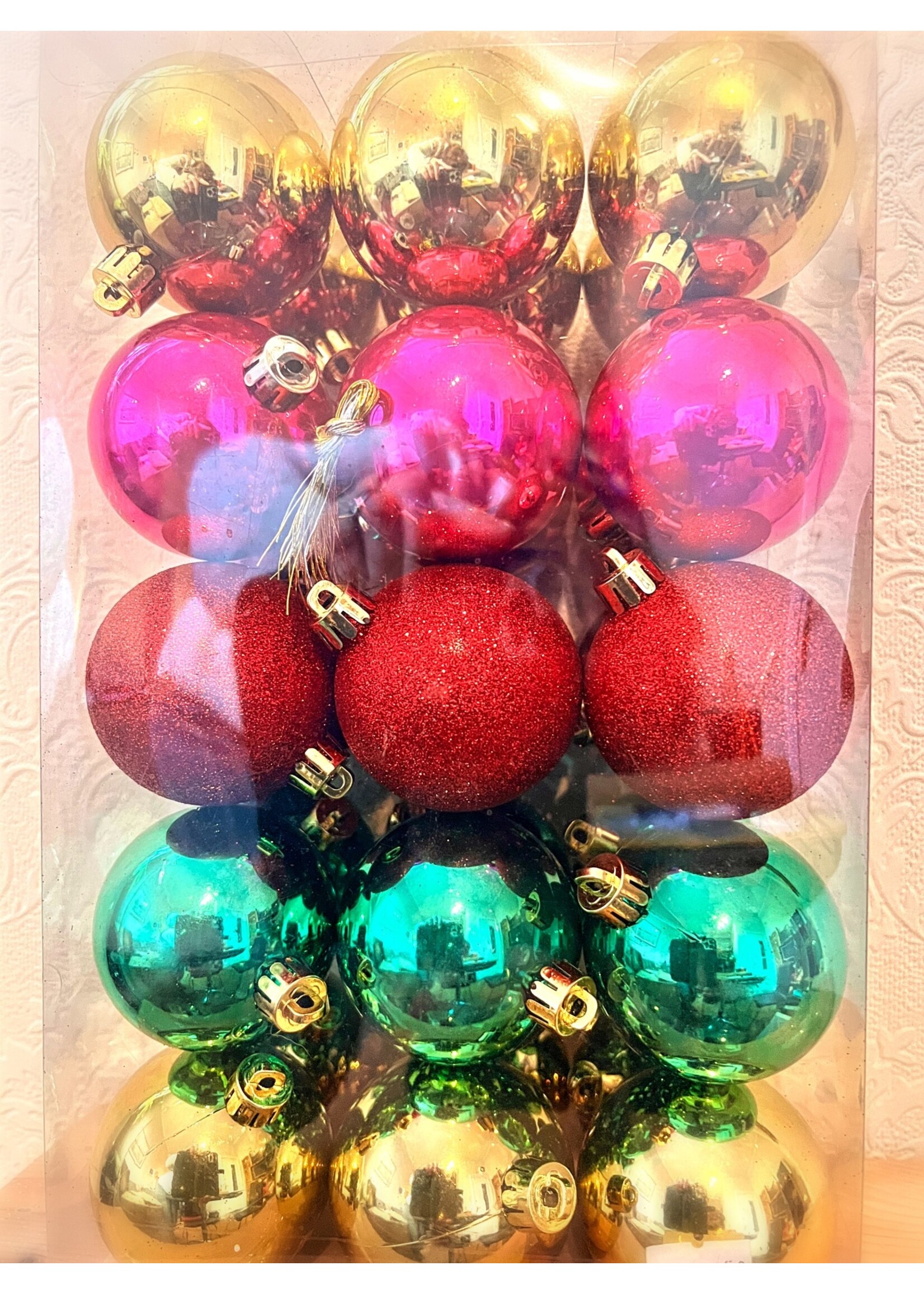 Decoris Bright Colours Shatterproof Hanging Decorations - set of 30 Round Baubles 60mm approx