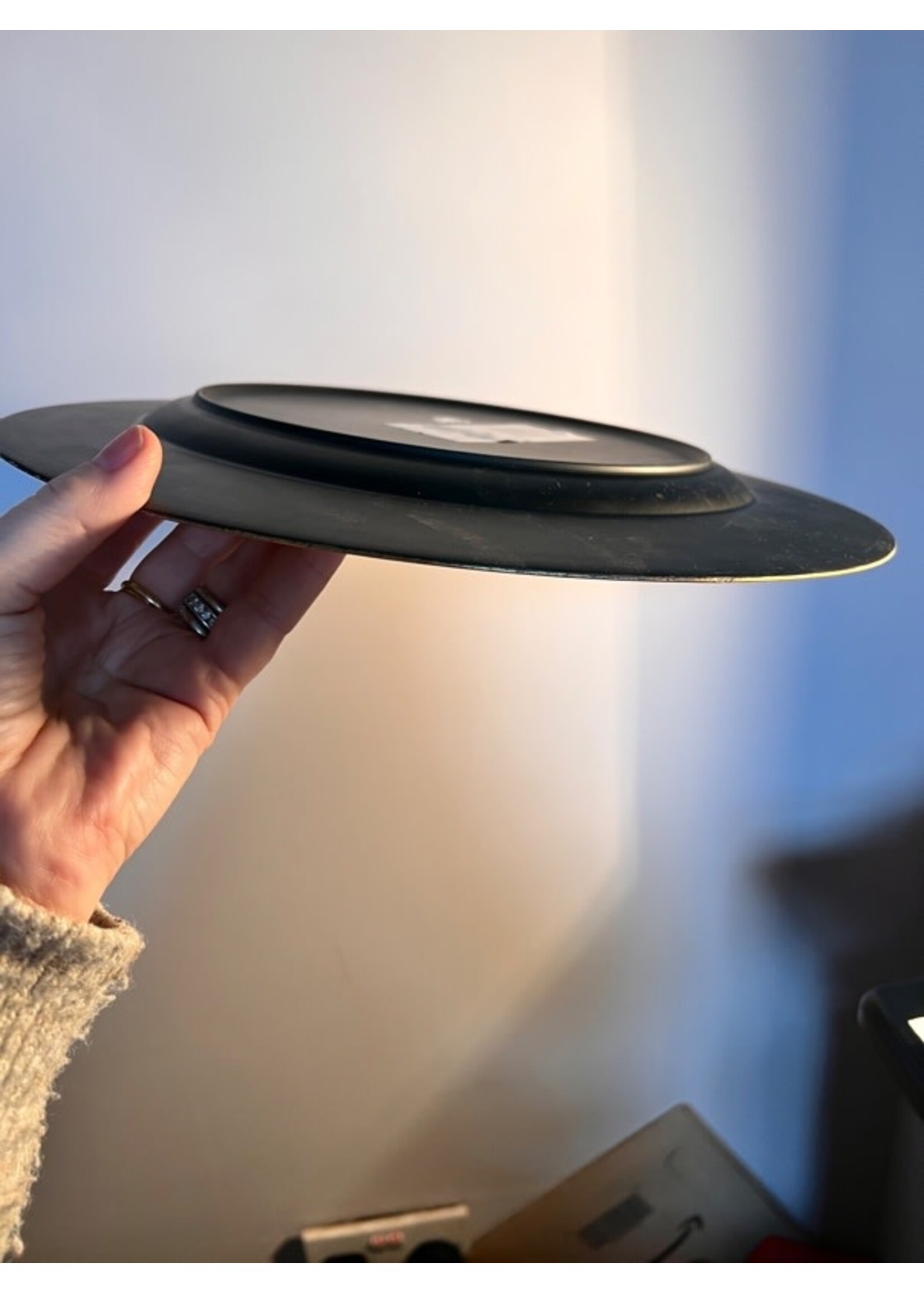 Premier Decorative Serving Plate Embossed Rim in Gold Colour 33cm