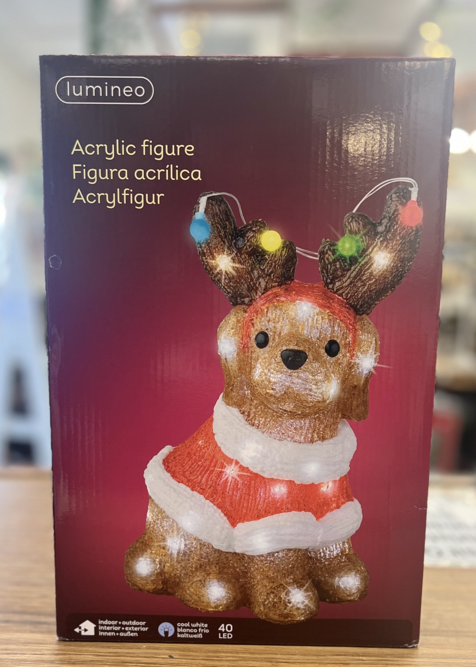 Lumineo Acrylic Santa Dog 40 LED Lights 33.5 cm