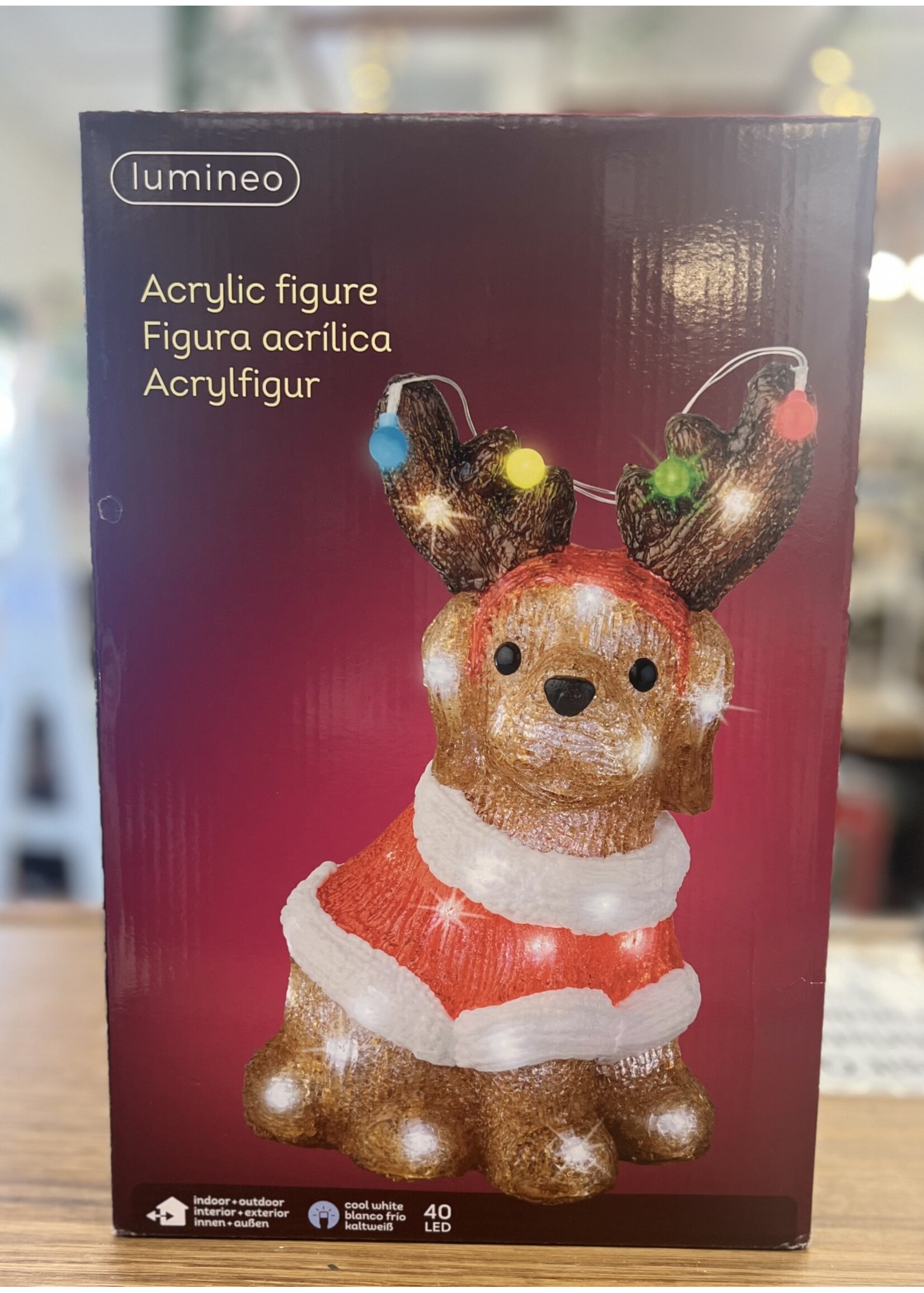 Lumineo Acrylic Santa Dog 40 LED Lights 33.5 cm