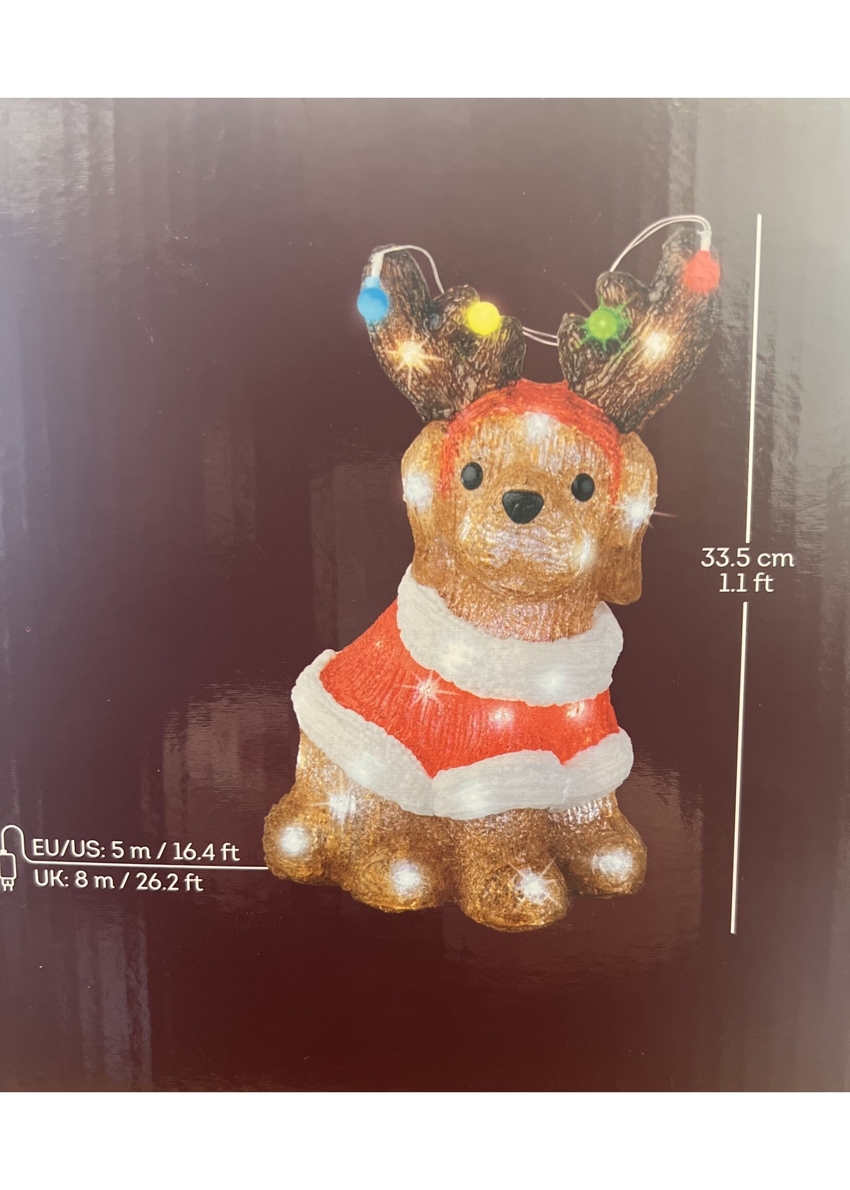 Lumineo Acrylic Santa Dog 40 LED Lights 33.5 cm