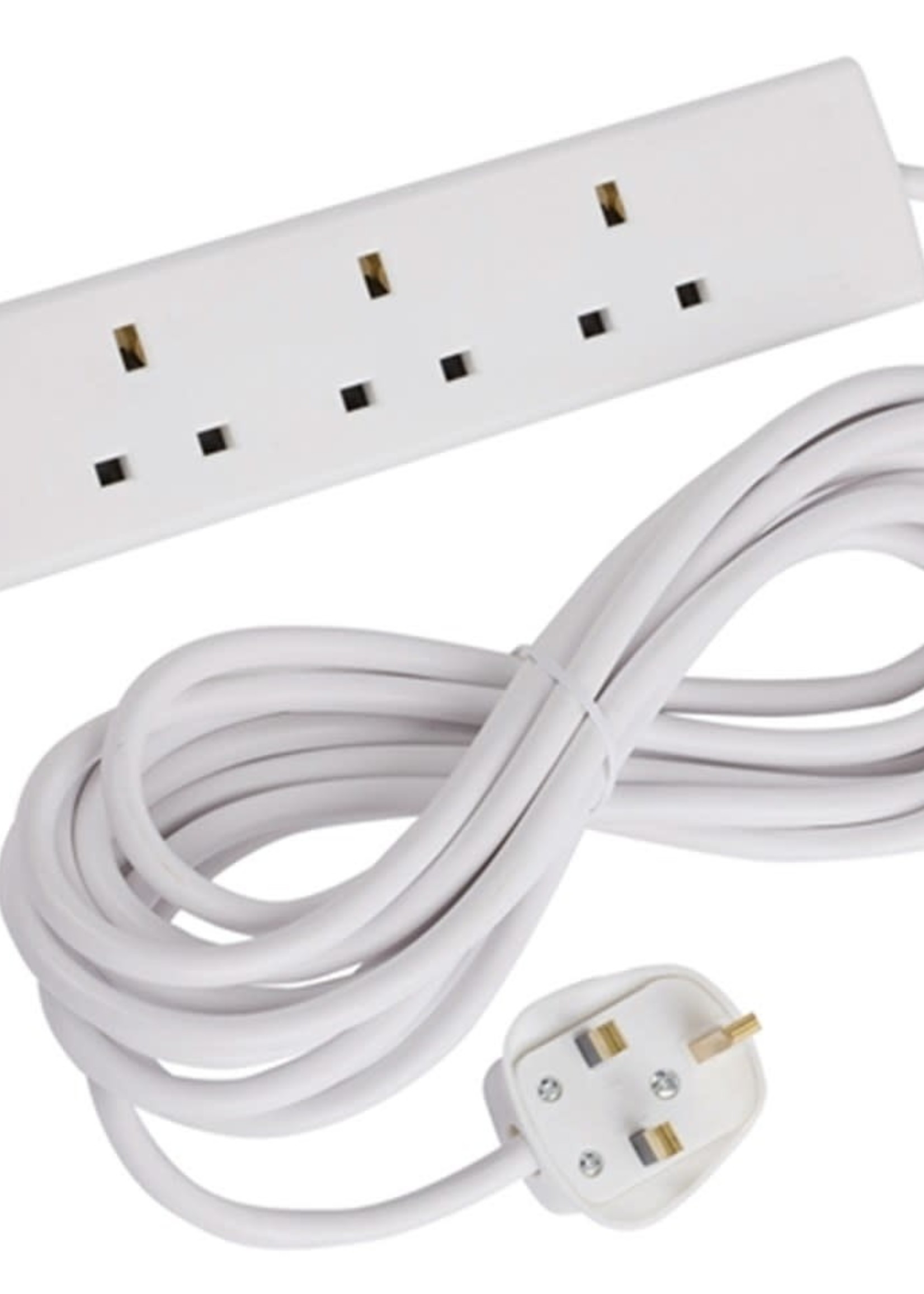 ProElec Extension Lead 4 Gang 13A 5m White Clock’s Home and Garden