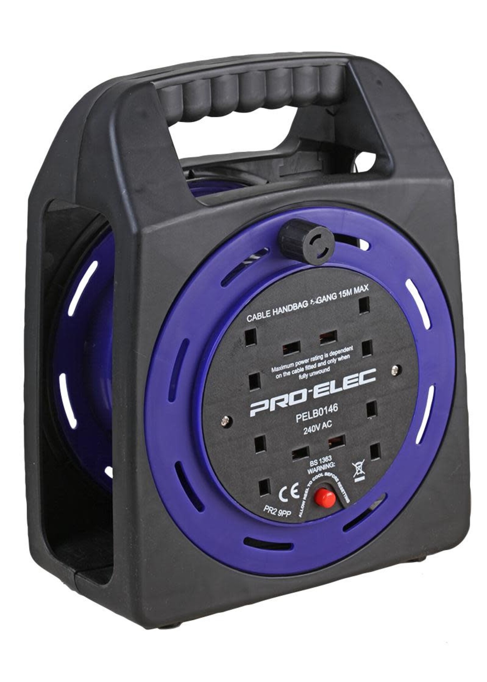 Pro-Elec Pro-Elec Empty Handbag Cable Extension Reel 4 Gang *CLEARANCE*