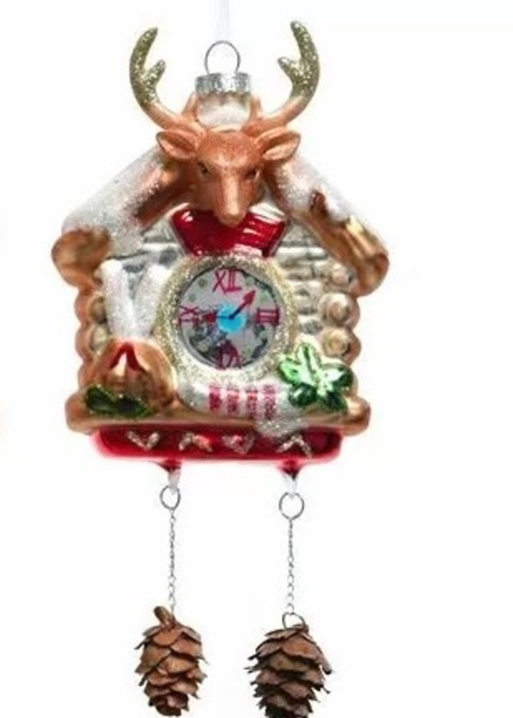 Decoris Deer Clock Hanging Decoration - Gold