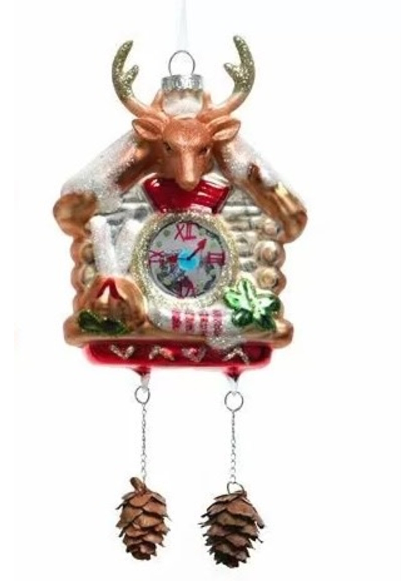 Decoris Deer Clock Hanging Decoration - Gold