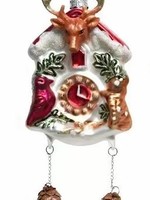 Decoris Deer Clock Hanging Decoration - Red