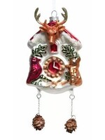 Decoris Deer Clock Hanging Decoration - Red
