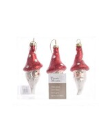 Decoris Santa  bauble with long red toadstool hat 3 Pack