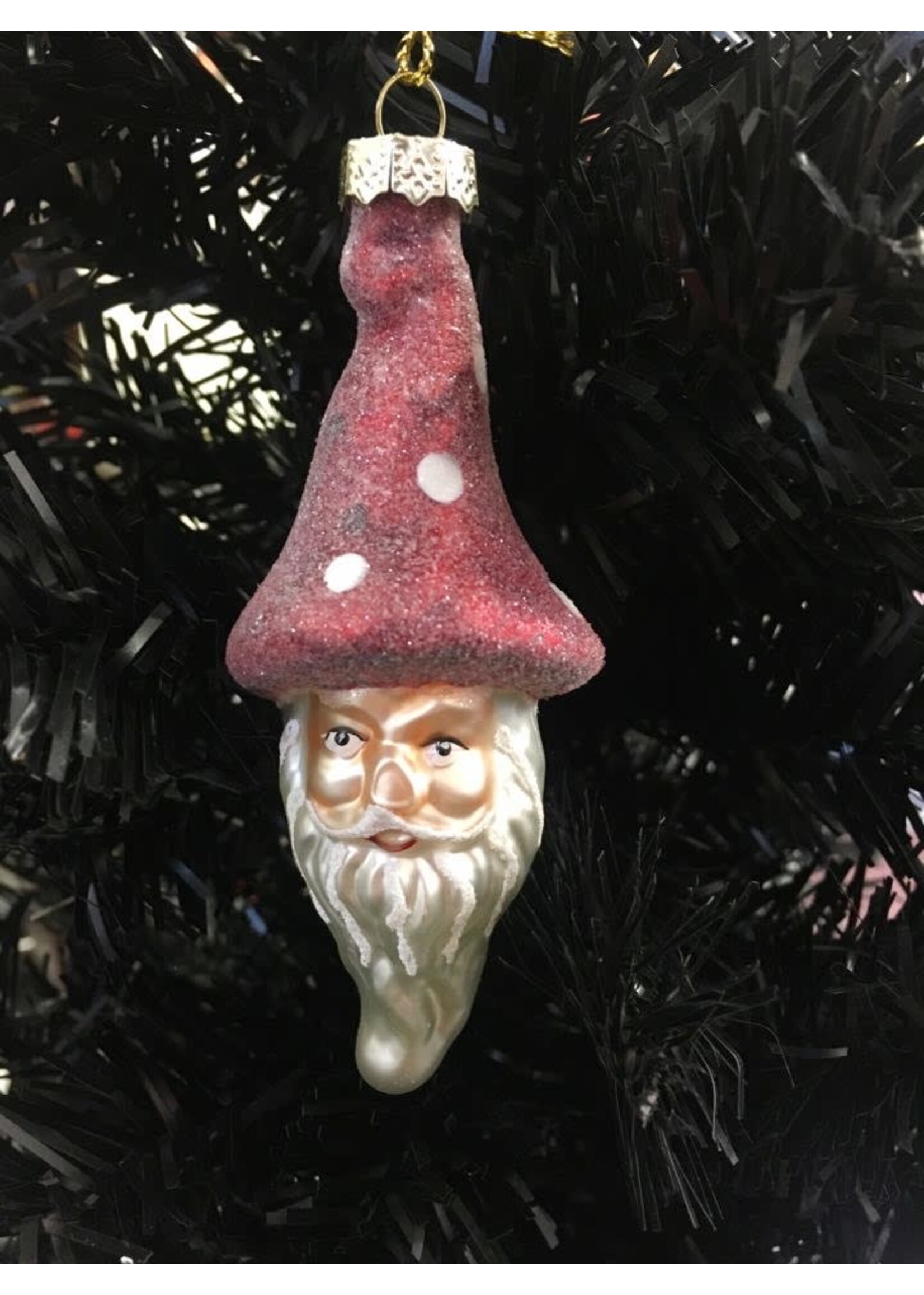 Decoris Santa  bauble with long red toadstool hat 3 Pack