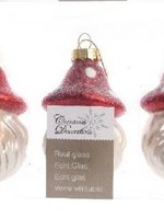 Decoris Santa  bauble with short red toadstool hat 3 pack