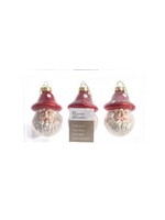 Decoris Santa  bauble with short red toadstool hat 3 pack