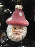 Decoris Santa  bauble with short red toadstool hat