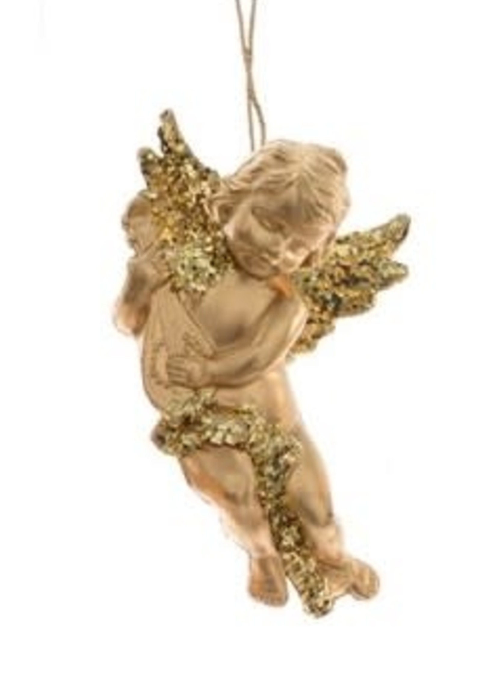 Decoris Gold Plastic Hanging Angel with Lute