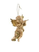 Decoris Gold Plastic Hanging Angel with Flute