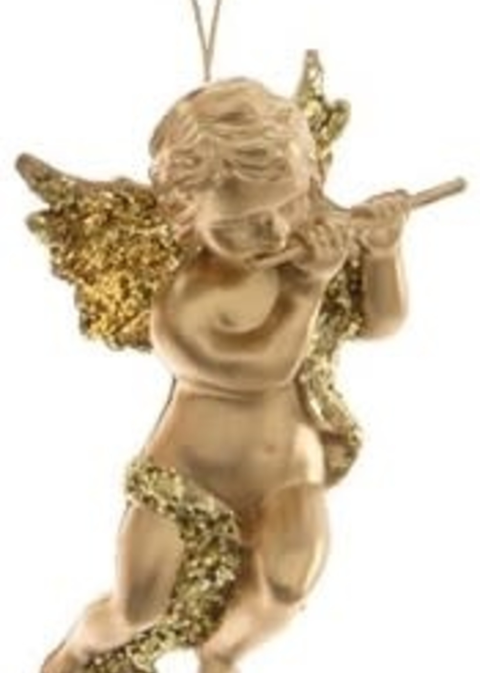 Decoris Gold Plastic Hanging Angel with Flute