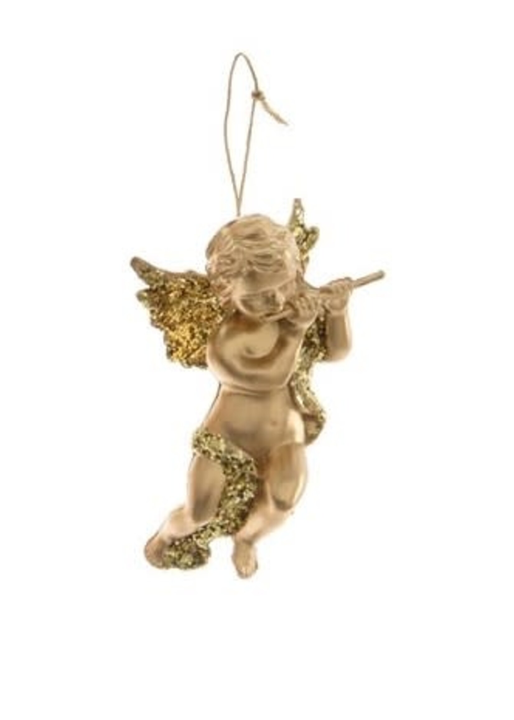 Decoris Gold Plastic Hanging Angel with Flute