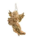 Decoris Gold Plastic Hanging Angel with Harp